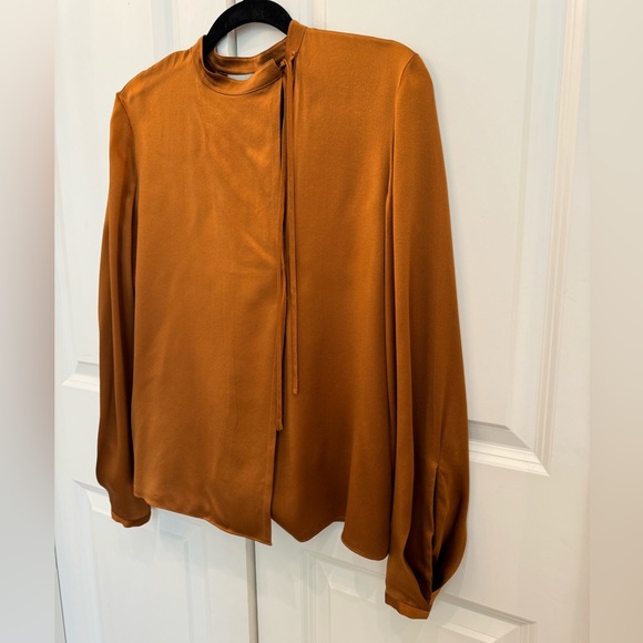 Vince Silk blouse, Toffee color with tie at neck. - Picture 2 of 4